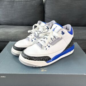 Nike Air Jordan 3 Retro "Racer Blue" White Blue Basketball Shoes Size 5Y